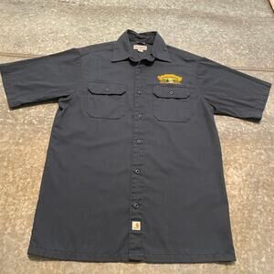 Sierra Nevada Carhartt Embroidered Button Up Shirt Mens Medium Blue Workwear S/S